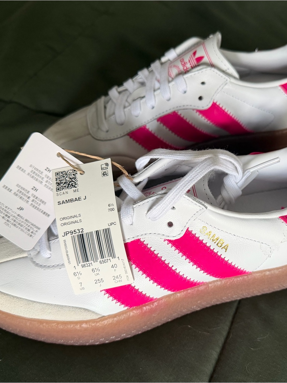 adidas Samba White Sneakers with Hot Pink Stripes